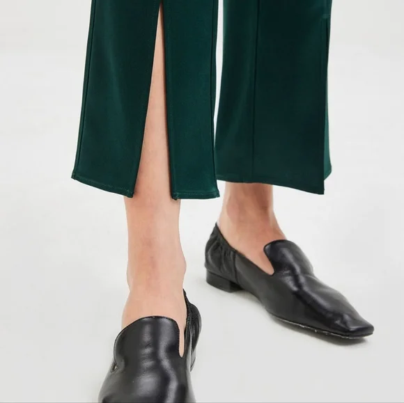 NWT Lattelier Silky Front Slit Trousers in Dark Green S? MEDIUM - Picture 4 of 12